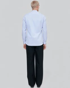 Chemise col officier bleue