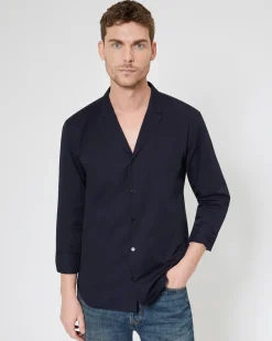 Chemise col tailleur marine