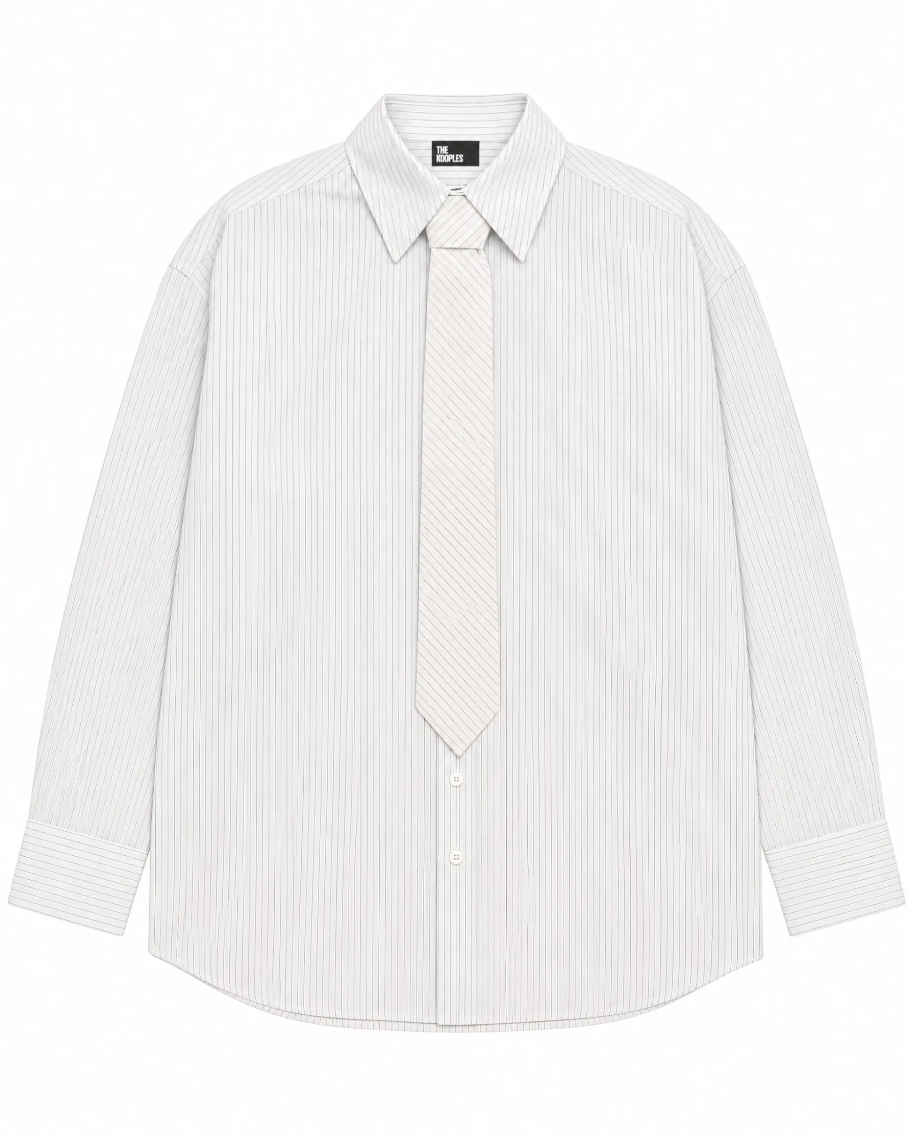 Chemise en coton rayée avec cravate blanche