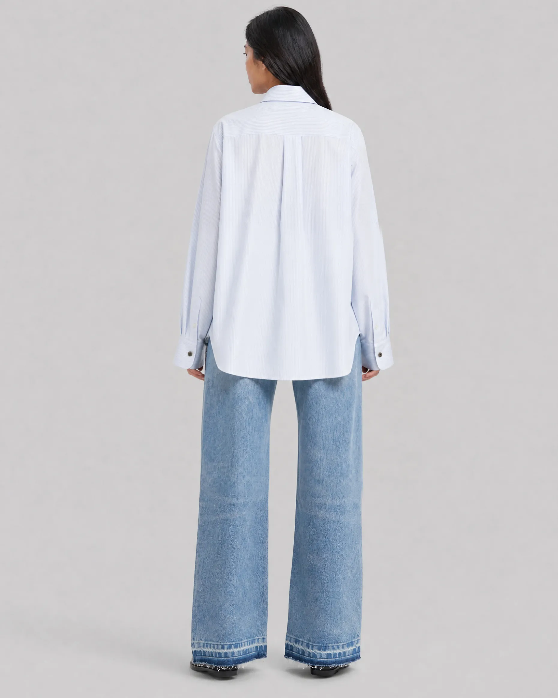 Chemise en coton rayée blanche