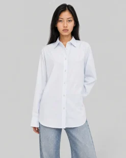 Chemise en coton rayée blanche