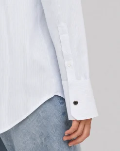 Chemise en coton rayée blanche