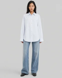 Chemise en coton rayée blanche