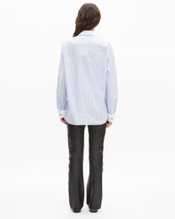 Chemise en coton rayée bleue