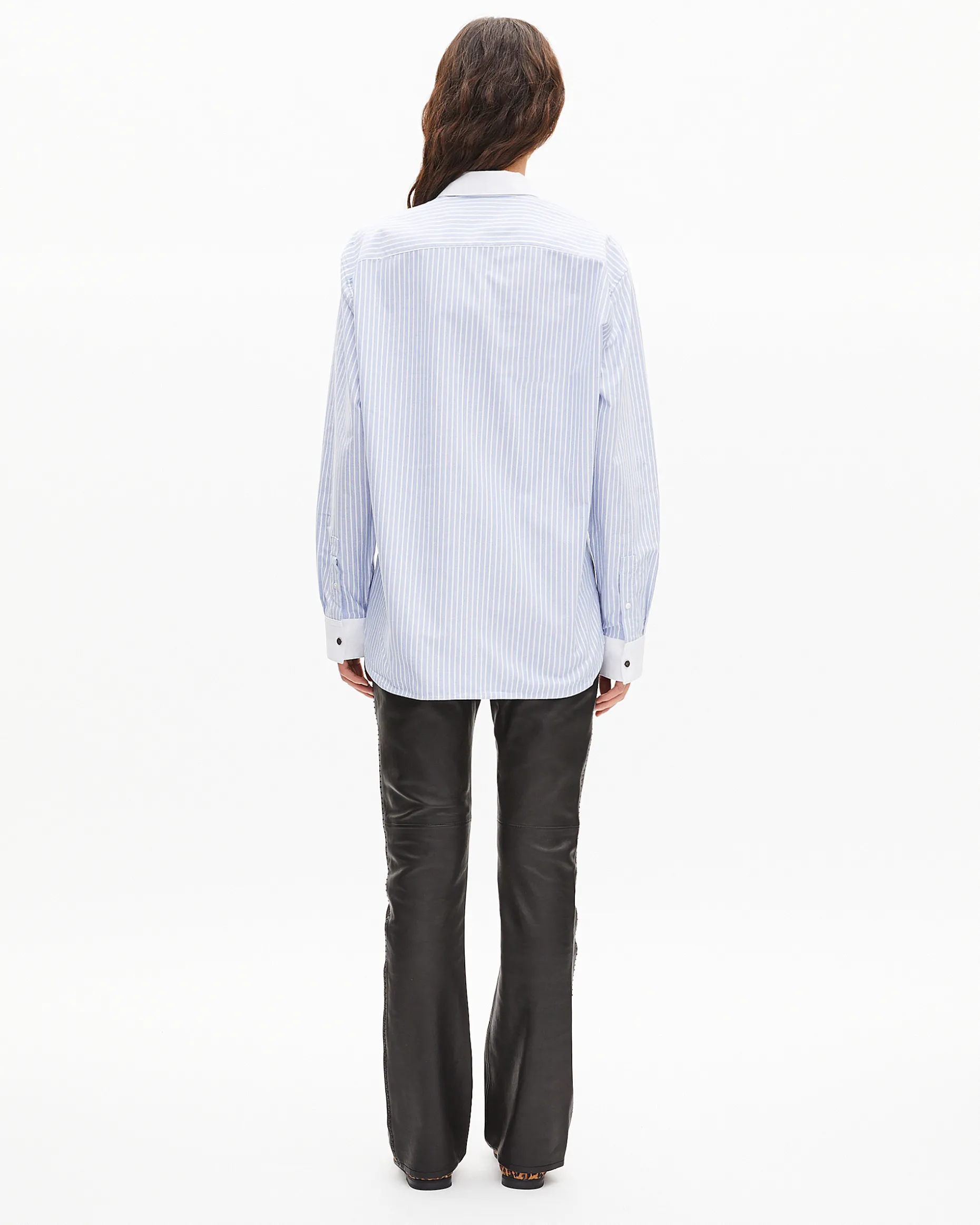 Chemise en coton rayée bleue