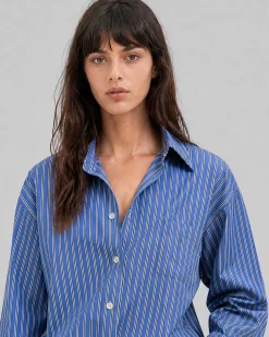 Chemise en coton rayée marine
