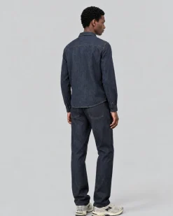 Chemise en denim brut bleue