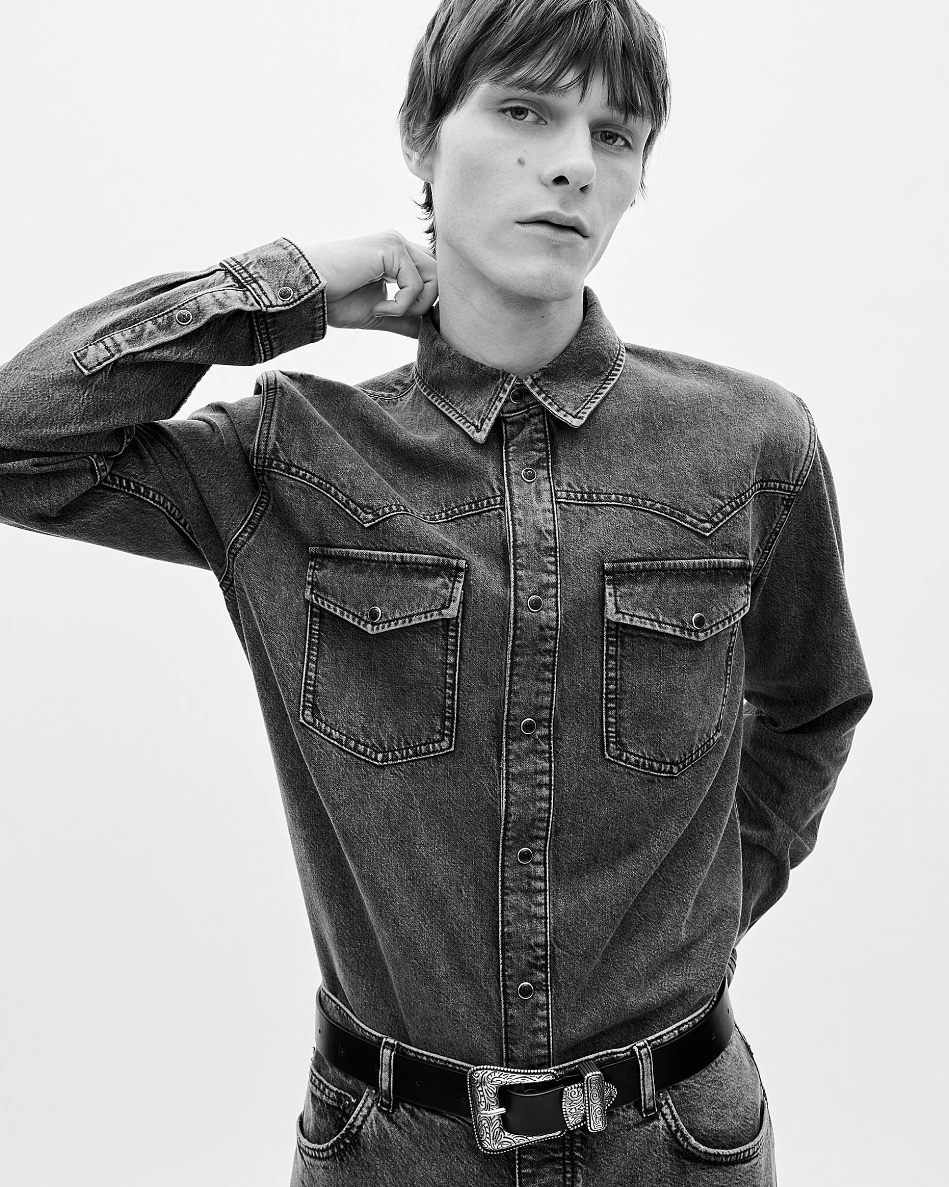 Chemise en denim grise