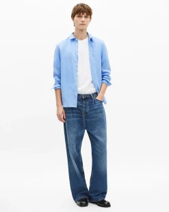 Chemise en lin bleue