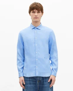 Chemise en lin bleue