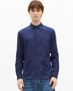 Chemise en lin marine