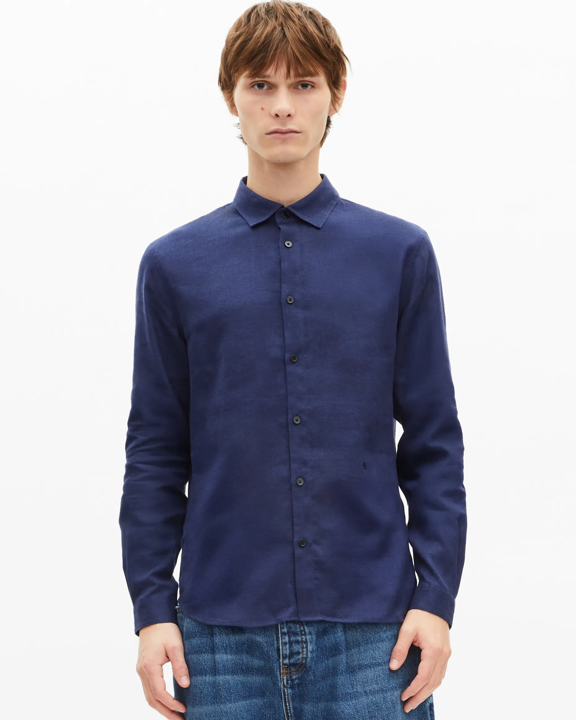 Chemise en lin marine