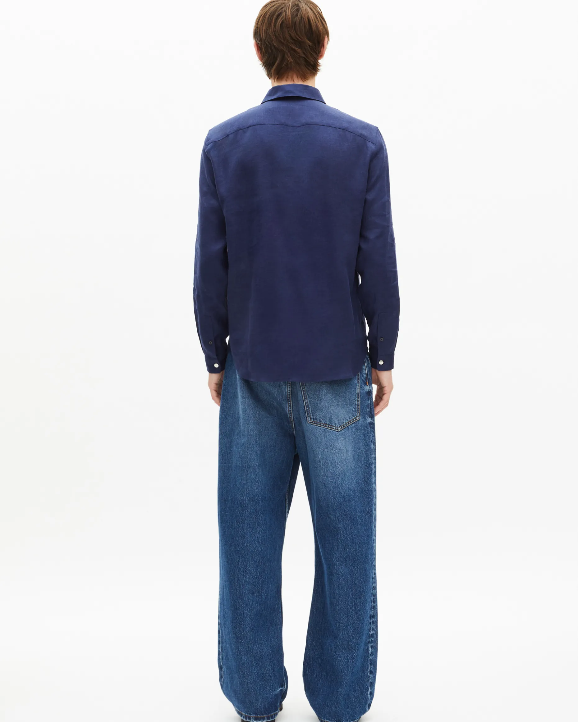 Chemise en lin marine