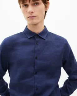 Chemise en lin marine