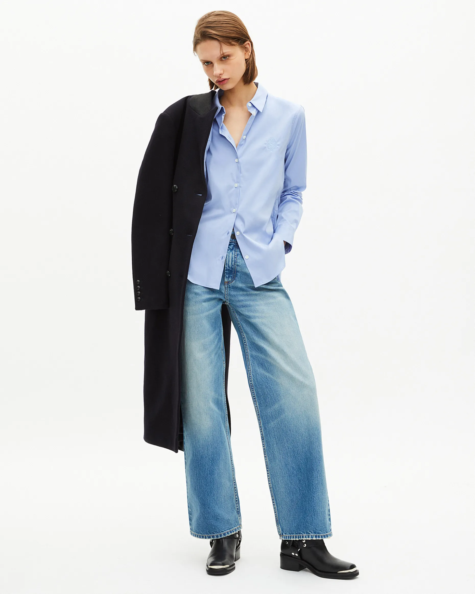 Chemise en popeline bleu clair