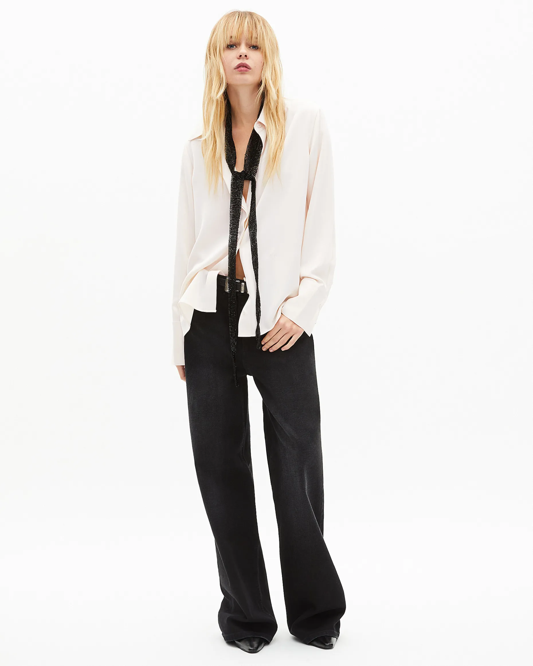 Chemise en satin écrue