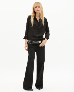 Chemise en satin noir
