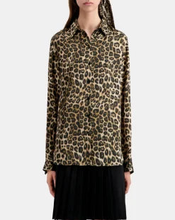 Chemise en soie léopard