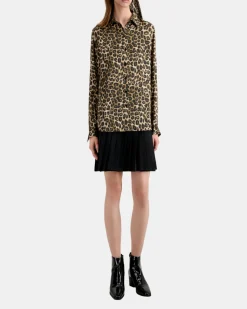Chemise en soie léopard