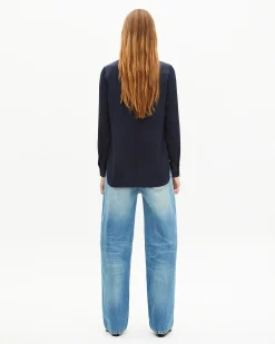Chemise en soie marine