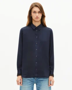 Chemise en soie marine