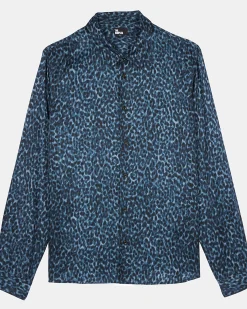 Chemise en soie mélangée imprimé léopard
