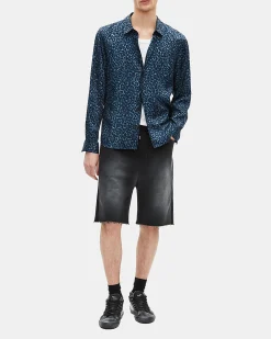 Chemise en soie mélangée imprimé léopard