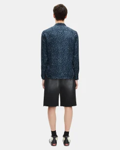 Chemise en soie mélangée imprimé léopard