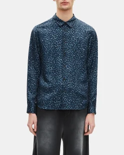 Chemise en soie mélangée imprimé léopard