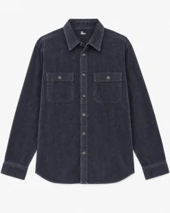 Chemise en velours côtelé marine