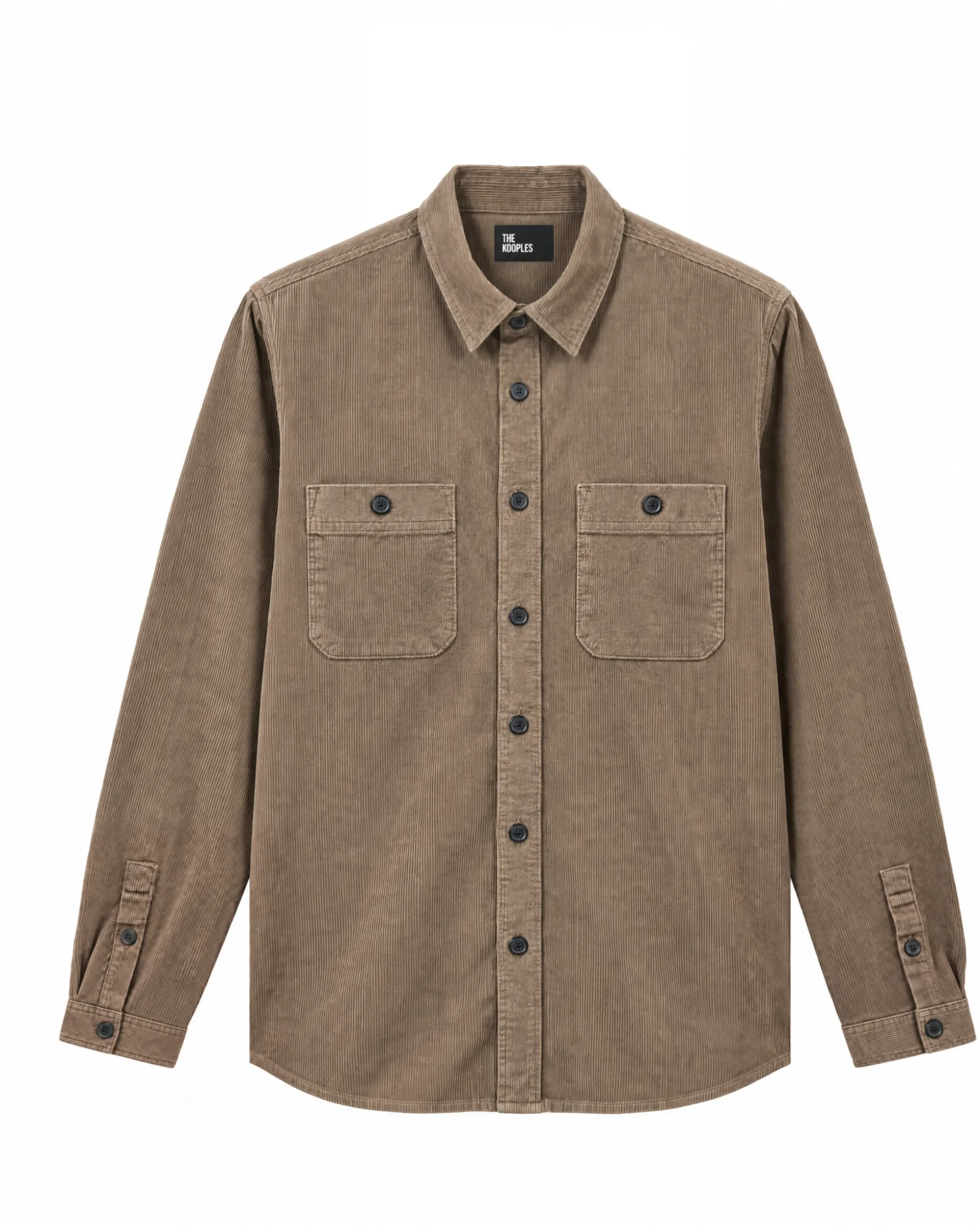 Chemise en velours côtelé taupe
