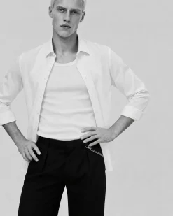 Chemise formelle slim en popeline blanche