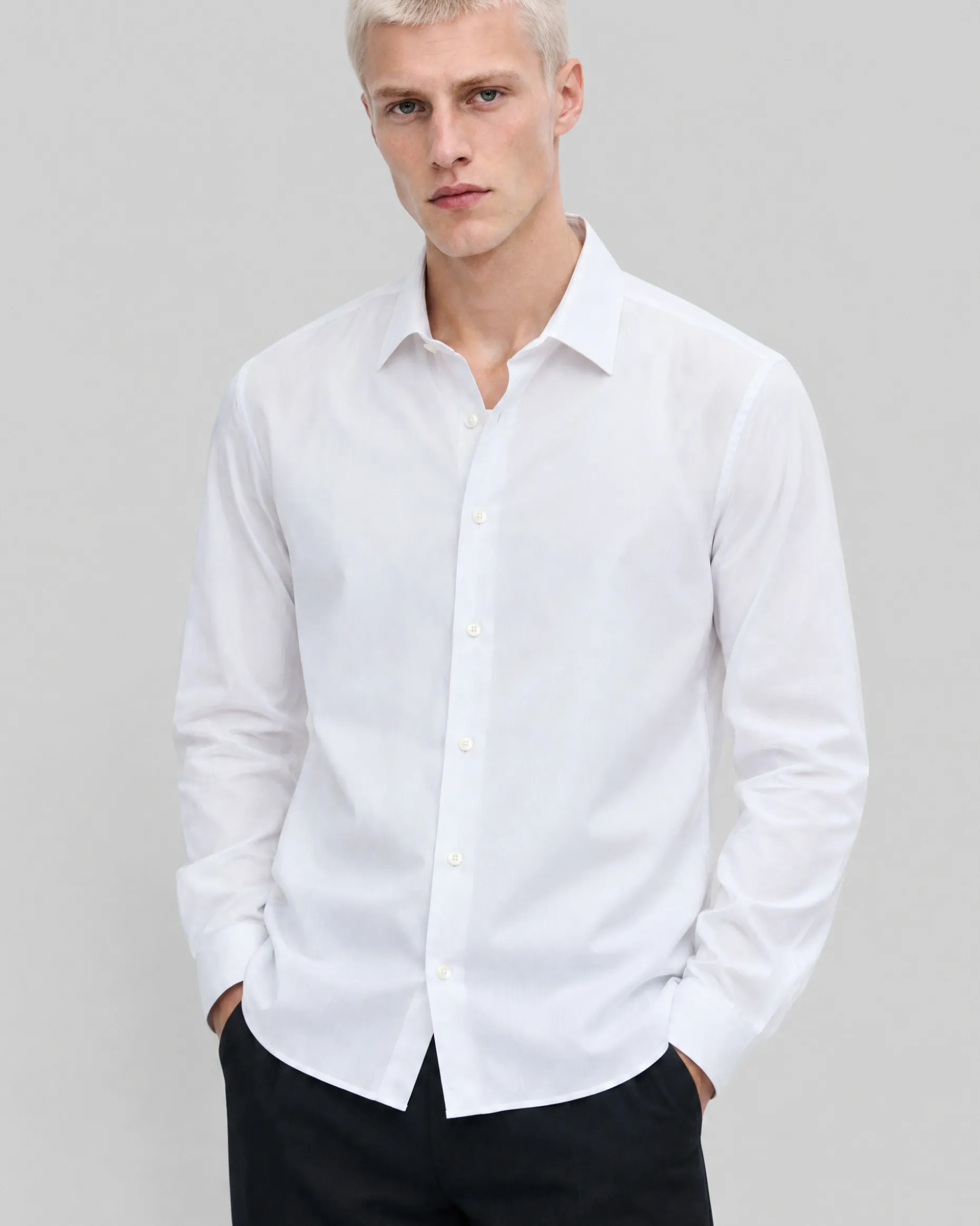 Chemise formelle slim en popeline blanche