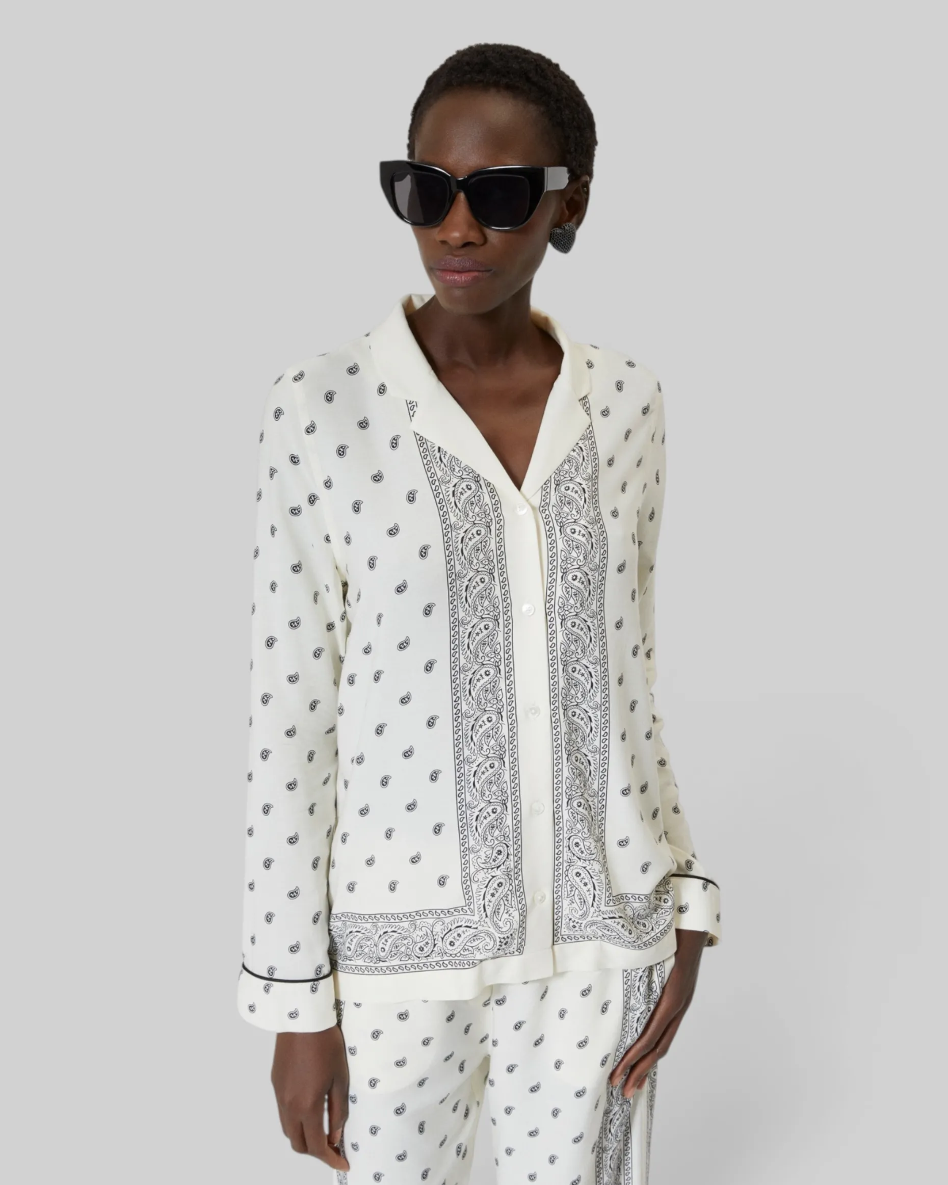 Chemise imprimé bandana écrue