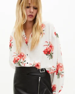 Chemise imprimé fleuri blanche