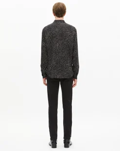 Chemise imprimé micro pois blanche et noire