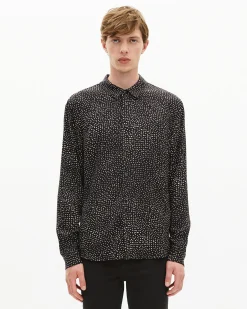 Chemise imprimé micro pois blanche et noire