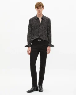 Chemise imprimé micro pois blanche et noire