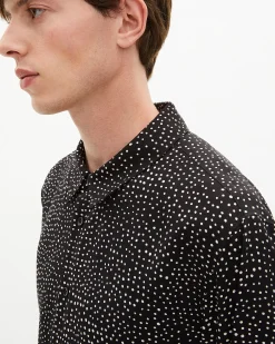 Chemise imprimé micro pois blanche et noire