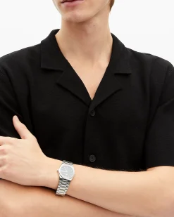Chemise manches courtes en maille noire