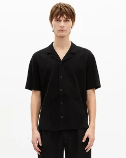 Chemise manches courtes en maille noire