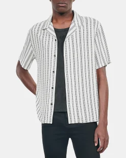 Chemise manches courtes imprimé pied de poule