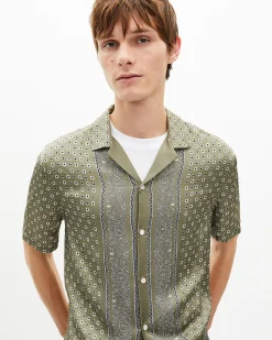 Chemise manches courtes imprimé bandana kaki
