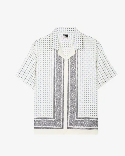 Chemise manches courtes imprimé bandana écru