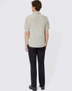 Chemise manches courtes rayée blanche