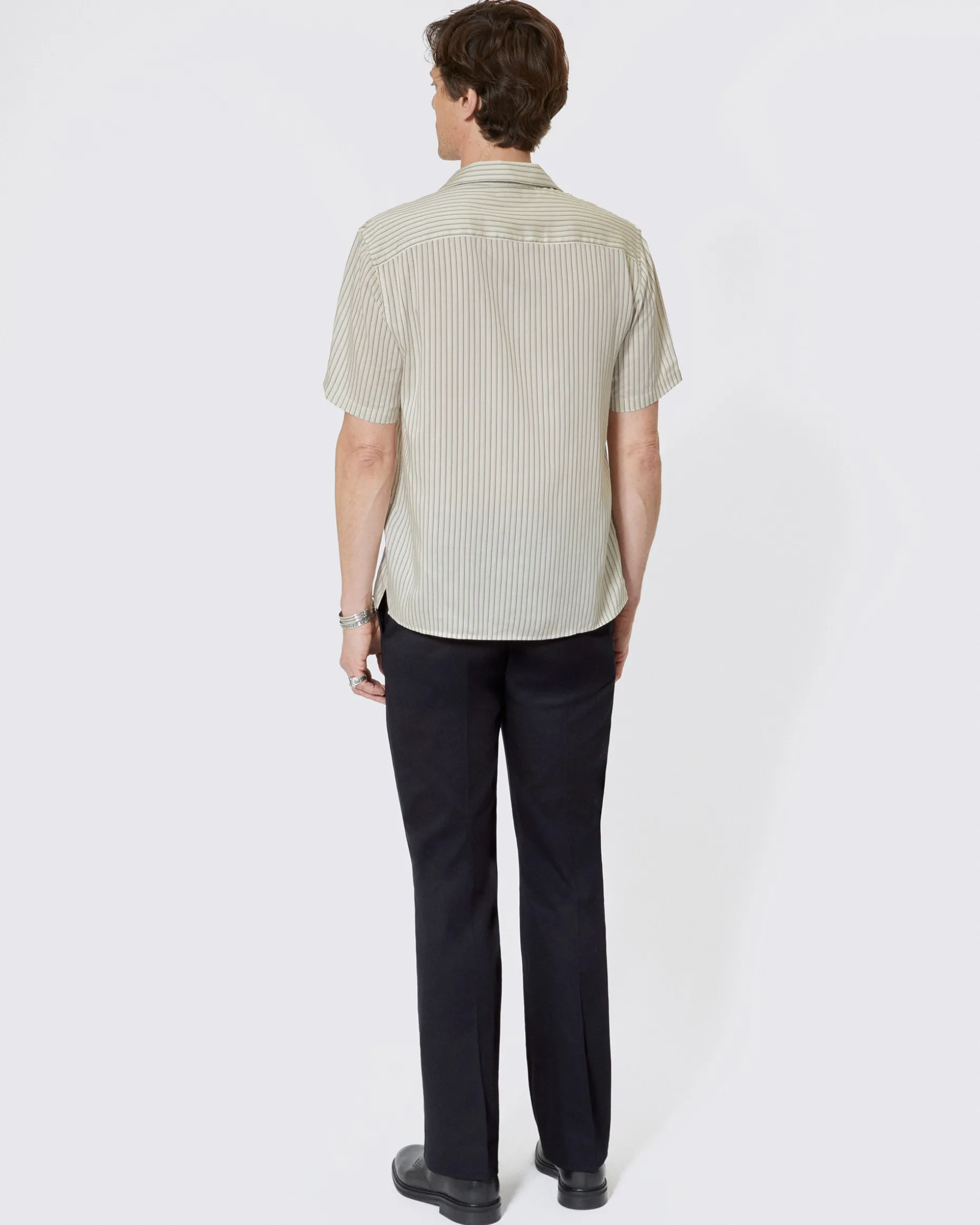 Chemise manches courtes rayée blanche