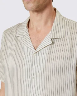Chemise manches courtes rayée blanche