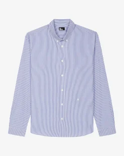 Chemise à rayures blanche et bleue