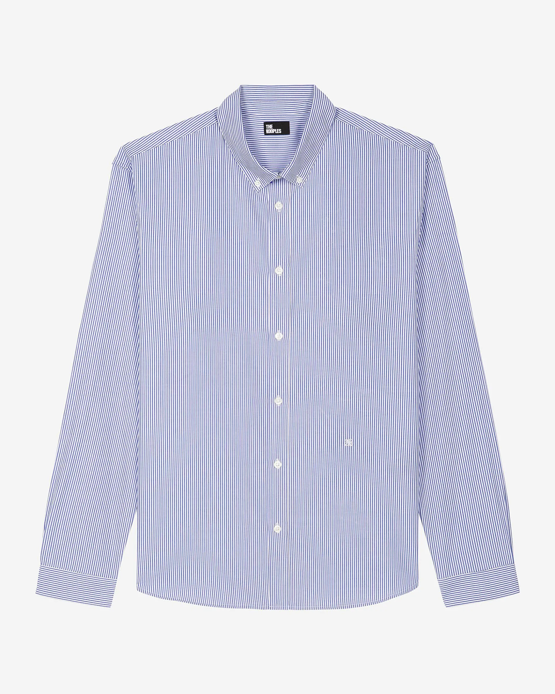 Chemise à rayures blanche et bleue