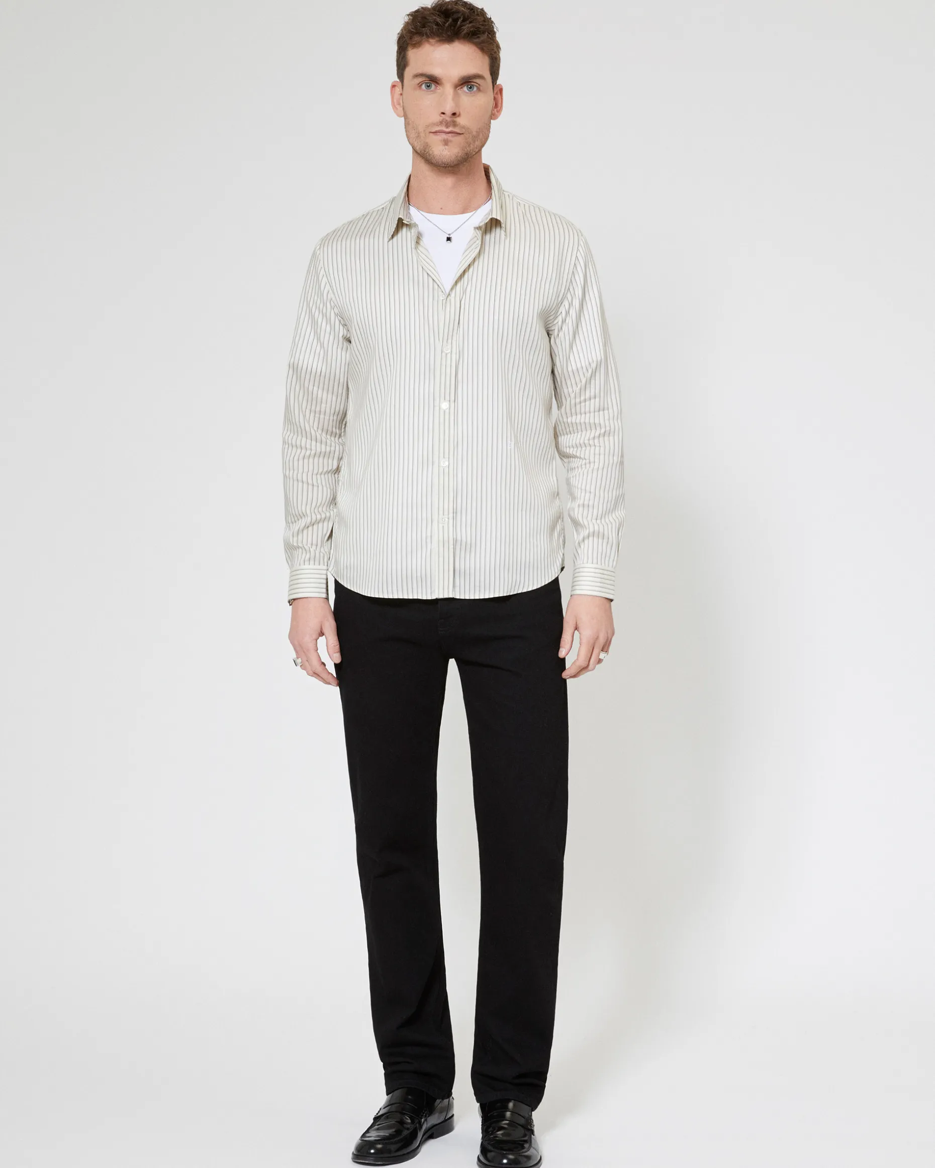 Chemise à rayures écrue
